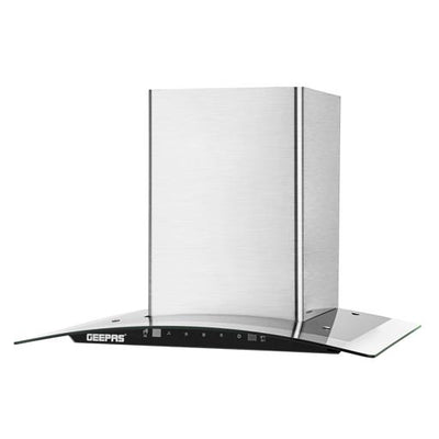 Geepas Glass Hood GHD601GB | 750 m³/hr Suction | Gesture & 3-Speed Touch Control | Baffle + Charcoal Filter | LED Lights | Stylish Glass Finish | 230W | 1 Year Warranty