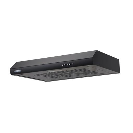 Geepas Slim Hood GHD625BCS | Stylish Black Slim Kitchen Hood | 80W Motor| 3 Speed Push Button Control | 200 m³/h Suction Power| Charcoal Filter |  1 Year Warranty
