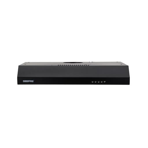 Geepas Slim Hood GHD625BCS | Stylish Black Slim Kitchen Hood | 80W Motor| 3 Speed Push Button Control | 200 m³/h Suction Power| Charcoal Filter |  1 Year Warranty