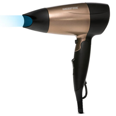 Geepas GH8642 Mini Hair Dryer |1600W Powerful Motor| 2 Speed & 2 Heat Settings| Cool Shot| Foldable Handle| Elegant Concentrator|  Travel Hair Dryer | 2 Years Warranty