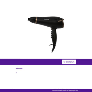 Geepas GHD86029UK 2200W Professional Hair Dryer | Ceramic Technology & Ionic Care | 2 airflow speeds | 3 temperature settings | Cool shot button locks | 2-year warranty