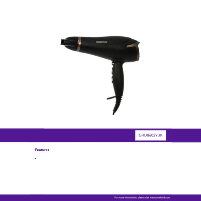 Geepas GHD86029UK 2200W Professional Hair Dryer | Ceramic Technology & Ionic Care | 2 airflow speeds | 3 temperature settings | Cool shot button locks | 2-year warranty