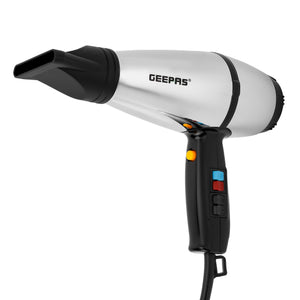 Geepas Hair Dryer GHD86072 | 2000W | 2 Speed & Heat Settings | Cool Shot | Nozzle for Quick Drying | Overheat Protection | Mirror Body | 2-Year Warranty, Silver