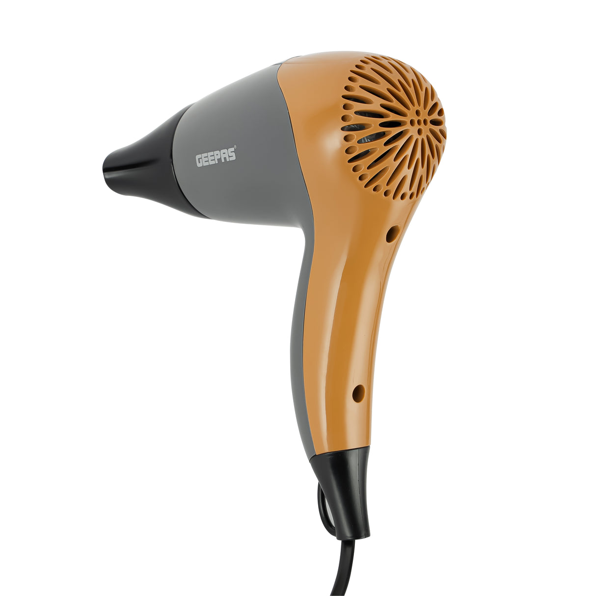 Geepas 1200W Hair Dryer GHD86077 | 2 Speed & 2 Heat Settings, Quiet Sound |With Concentrator for Quick Drying, Hang-Up Hook for Easy Storage |Black & Gold, 2Year Warranty