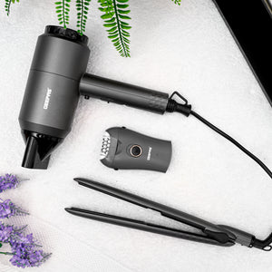 Geepas 3-in-1 Styling Kit GHF86068 | Hair Dryer, Straightener & Epilator | 2 Speeds, Ceramic Plates, Painless Hair Removal | 2200W, DC Motor | 2-Year Warranty, Grey