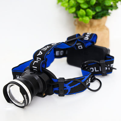 Geepas GHL51085 Rechargeable LED Headlamp | T6 LED 400–500 Lumens | Aluminium Alloy Head | Zoom Beam | 180° Rotation| Multi-Mode Lighting for Activities and Camping