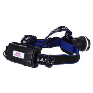 Geepas GHL51085 Rechargeable LED Headlamp | T6 LED 400–500 Lumens | Aluminium Alloy Head | Zoom Beam | 180° Rotation| Multi-Mode Lighting for Activities and Camping