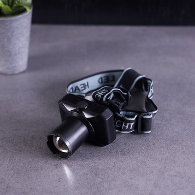 Geepas GHL51086 Rechargeable LED Headlamp |  5W High Power LED|  4000mAh Battery|  Zoomable Beam|  Type-C Fast Charging |  Up to 14 Hours Runtime |   2 Years Warranty