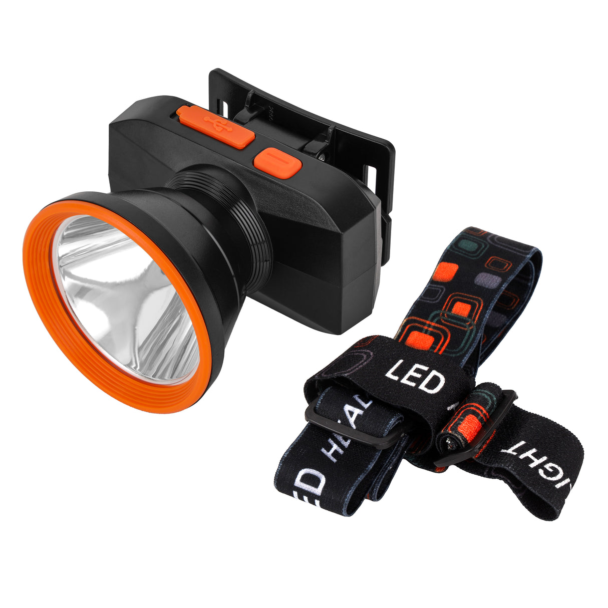 Geepas GHL5574 Rechargeable LED Headlamp | 3W High Brightness LED| 2500mAh Lithium Battery| Type-C Fast Charging| Up to 14 Hours Runtime|  Hands-Free Outdoor Lighting