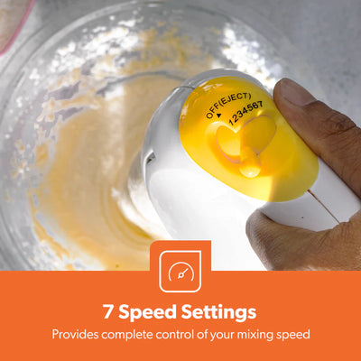 Geepas Hand Mixer GHM43012 | 150W  Hand Mixer | 7 Speed Settings| Turbo Function| Stainless Steel Beaters| Lightweight Design| Easy to Use & Clean| 2 Years Warranty