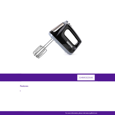 Geepas GHM43020UK Hand Mixer | Compact & Powerful Electric Mixer with Multiple Speed Settings | Easy to Use & Clean Design for Everyday Baking | 2 Years Warranty