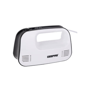 Geepas Hand Mixer- GHM43030/ 150 W, 3 Speed Control, Eject Button and Overheat Protection/ Includes 2 Attachments, Hooks and Beater/ Black and White, 2 Years Warranty