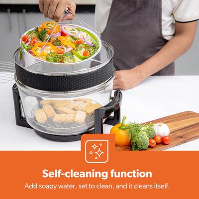 Geepas Turbo Halogen Oven GHO34048UK | 17L Capacity | Oil-Free & Fast Cooking | Adjustable Temperature Control | Powerful & Energy Efficient Design | 2 Years Warranty