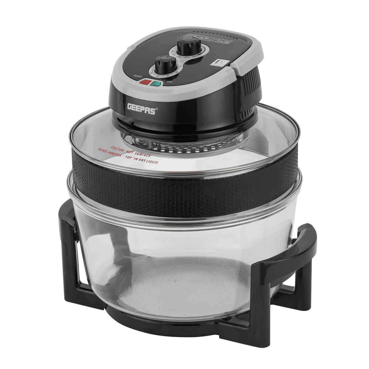 Geepas GHO34048UK Turbo Halogen Oven | 12L Expandable to 17L, 1200-1400W | Oil-Free Multifunction Cooker |  60-Minute Timer & Adjustable Temperature Control | Easy To Use