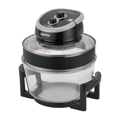 Geepas GHO34048UK Turbo Halogen Oven | 12L Expandable to 17L, 1200-1400W | Oil-Free Multifunction Cooker |  60-Minute Timer & Adjustable Temperature Control | Easy To Use