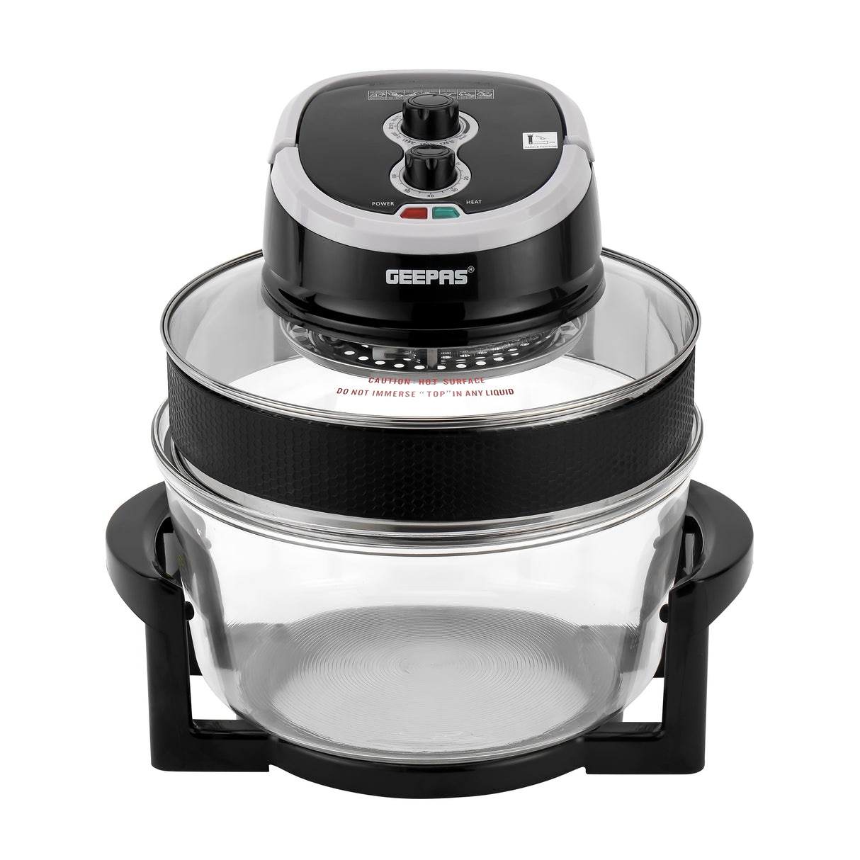Geepas GHO34048UK Turbo Halogen Oven | 12L Expandable to 17L, 1200-1400W | Oil-Free Multifunction Cooker |  60-Minute Timer & Adjustable Temperature Control | Easy To Use