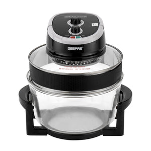 Geepas GHO34048UK Turbo Halogen Oven | 12L Expandable to 17L, 1200-1400W | Oil-Free Multifunction Cooker |  60-Minute Timer & Adjustable Temperature Control | Easy To Use