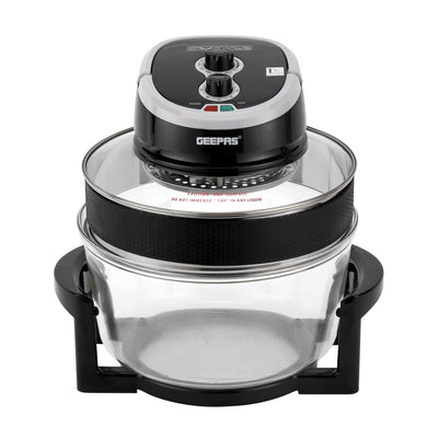 Geepas GHO34048UK Turbo Halogen Oven | 12L Expandable to 17L, 1200-1400W | Oil-Free Multifunction Cooker |  60-Minute Timer & Adjustable Temperature Control | Easy To Use