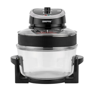 Geepas GHO34048UK Turbo Halogen Oven | 12L Expandable to 17L, 1200-1400W | Oil-Free Multifunction Cooker |  60-Minute Timer & Adjustable Temperature Control | Easy To Use