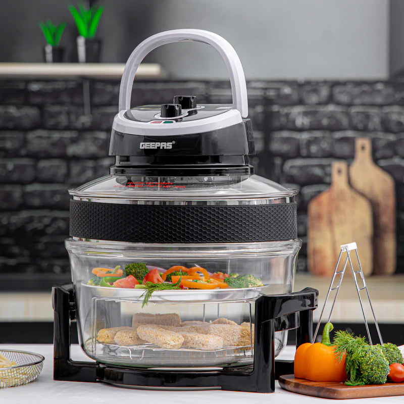 Geepas Turbo Halogen Oven GHO34048UK | 17L Capacity | Oil-Free & Fast Cooking | Adjustable Temperature Control | Powerful & Energy Efficient Design | 2 Years Warranty