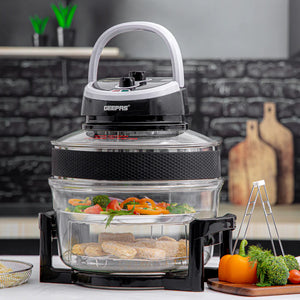 Geepas Turbo Halogen Oven GHO34048UK | 17L Capacity | Oil-Free & Fast Cooking | Adjustable Temperature Control | Powerful & Energy Efficient Design | 2 Years Warranty