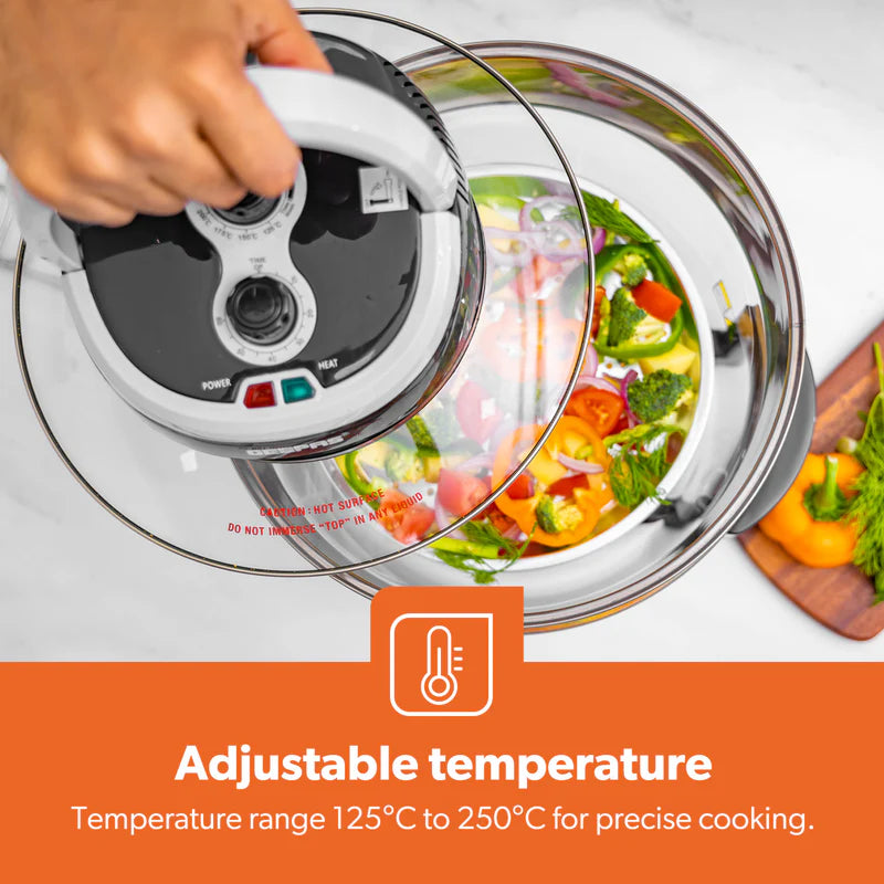 Geepas Turbo Halogen Oven GHO34048UK | 17L Capacity | Oil-Free & Fast Cooking | Adjustable Temperature Control | Powerful & Energy Efficient Design | 2 Years Warranty