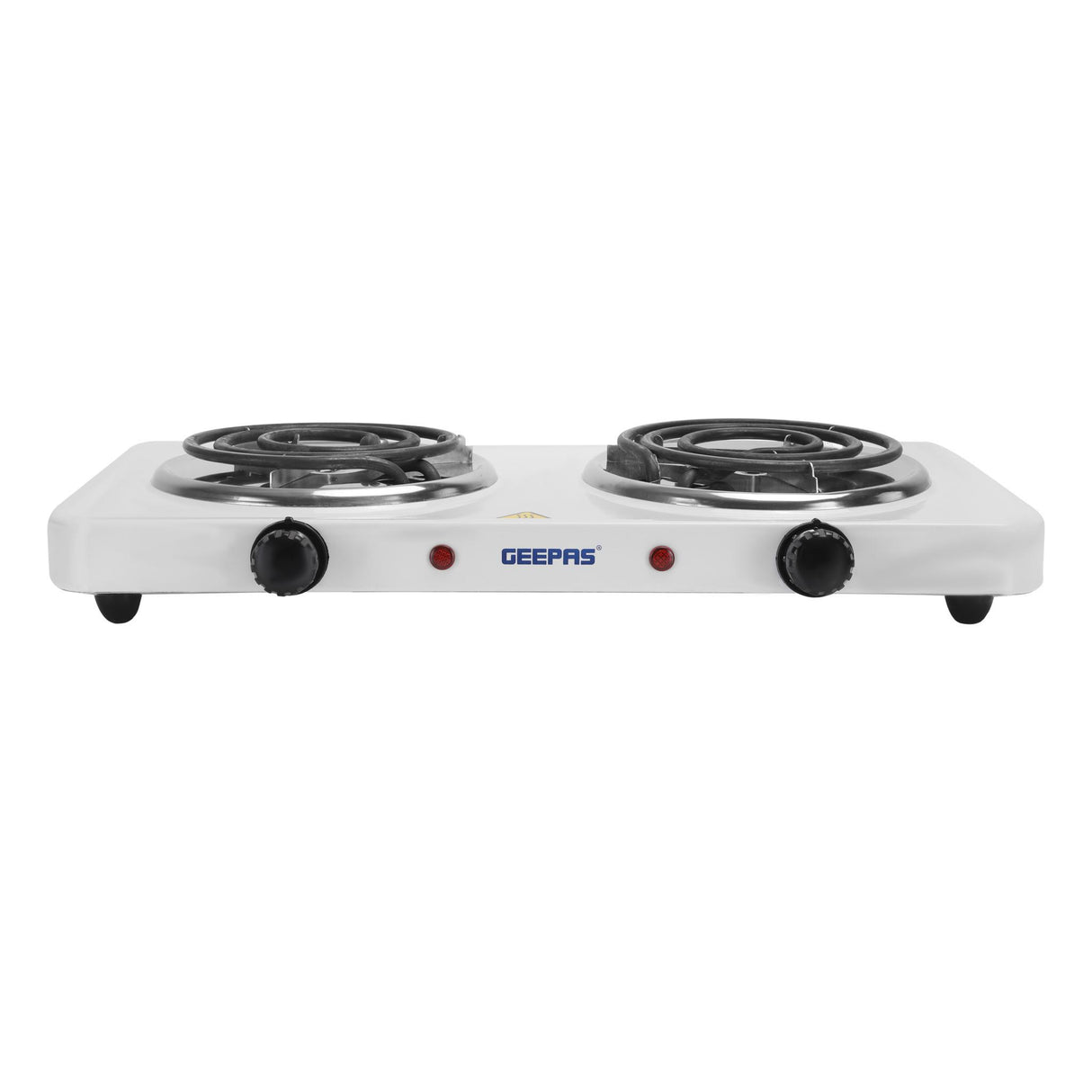 Geepas Electric Double Hot Plate GHP7576 | Dual 140mm Coil Plates| 2000W Power | Adjustable Temperature Control| Auto Thermostat| Indicator Light for Efficient Cooking