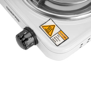 Geepas Electric Hotplate- GHP7577| Single Solid Hotplate of 140 MM, Equipped with Adjustable Thermostat| Ideal for Boiling, Sauting, Frying Etc | White, 2 Years Warranty