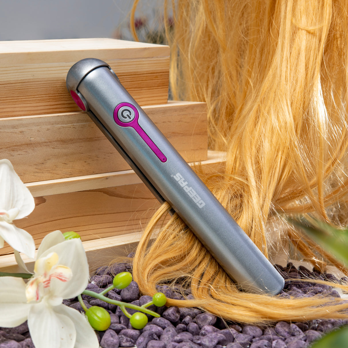 Geepas GHS86057 Rechargeable Hair Straightener | Ceramic-Coated Floating Plates | 30 Minutes Cordless Usage | Fast Heating| Compact| Lightweight Design | 2-Year Warranty
