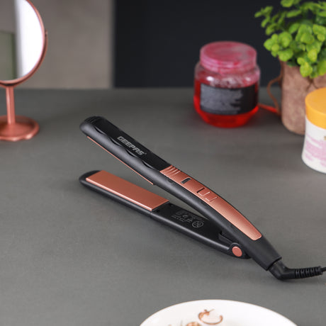 Geepas Ceramic Hair Straightener GHS86102 – Fast Heating, Smooth Styling, 360° Swivel Cord, 35W