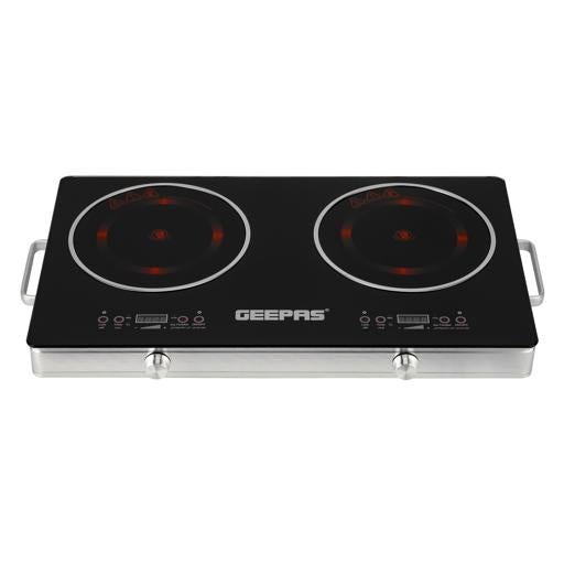 Geepas Digital Infrared Cooker GIC6131 |3600W Double Cooking Hob | Dual Ceramic Plates| Touch & Knob Control| Digital Display| Timer| Safety Protection|  2 Years Warranty
