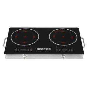 Geepas Digital Infrared Cooker GIC6131 |3600W Double Cooking Hob | Dual Ceramic Plates| Touch & Knob Control| Digital Display| Timer| Safety Protection|  2 Years Warranty
