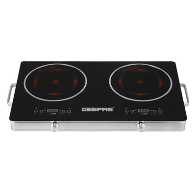 Geepas Digital Infrared Cooker GIC6131 |3600W Double Cooking Hob | Dual Ceramic Plates| Touch & Knob Control| Digital Display| Timer| Safety Protection|  2 Years Warranty