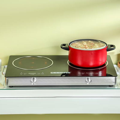 Geepas Digital Infrared Cooker GIC6131 |3600W Double Cooking Hob | Dual Ceramic Plates| Touch & Knob Control| Digital Display| Timer| Safety Protection|  2 Years Warranty