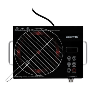 Geepas GIC6920 Digital Infrared Cooker | 2200W | Touch Control | 4-Digit LED Display | 10 Power & Temperature Levels | Ceramic Heating Element | Timer & Child Lock
