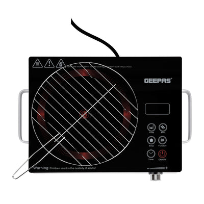 Geepas GIC6920 Digital Infrared Cooker | 2200W | Touch Control | 4-Digit LED Display | 10 Power & Temperature Levels | Ceramic Heating Element | Timer & Child Lock