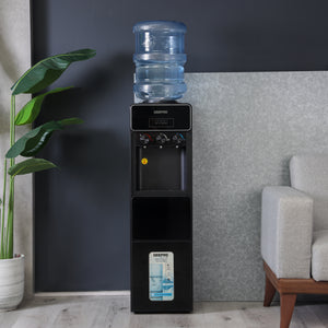 Geepas Water Dispenser with Ice Maker GIM17042 | 3 Taps | Hot & Cold Water | 2-in-1 Function | 10kg Ice Making Capacity | Child Lock | Stainless Steel Water Tank