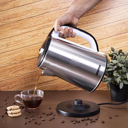 Geepas Stainless Steel Electric Kettle 2.5L GK38028 | 1600W | Built-in Safety Features| Durable Design| Ideal for Home, Office & Travel Hot Water Needs| 2 Years Warranty
