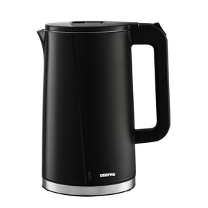 Geepas GK38031 1.7L Double-Layer Electric Kettle | Double-Layer Body | Cool-Touch PP Outer Housing | 360° Rotational Base | Boil-Dry Protection | Wide-Mouth Opening
