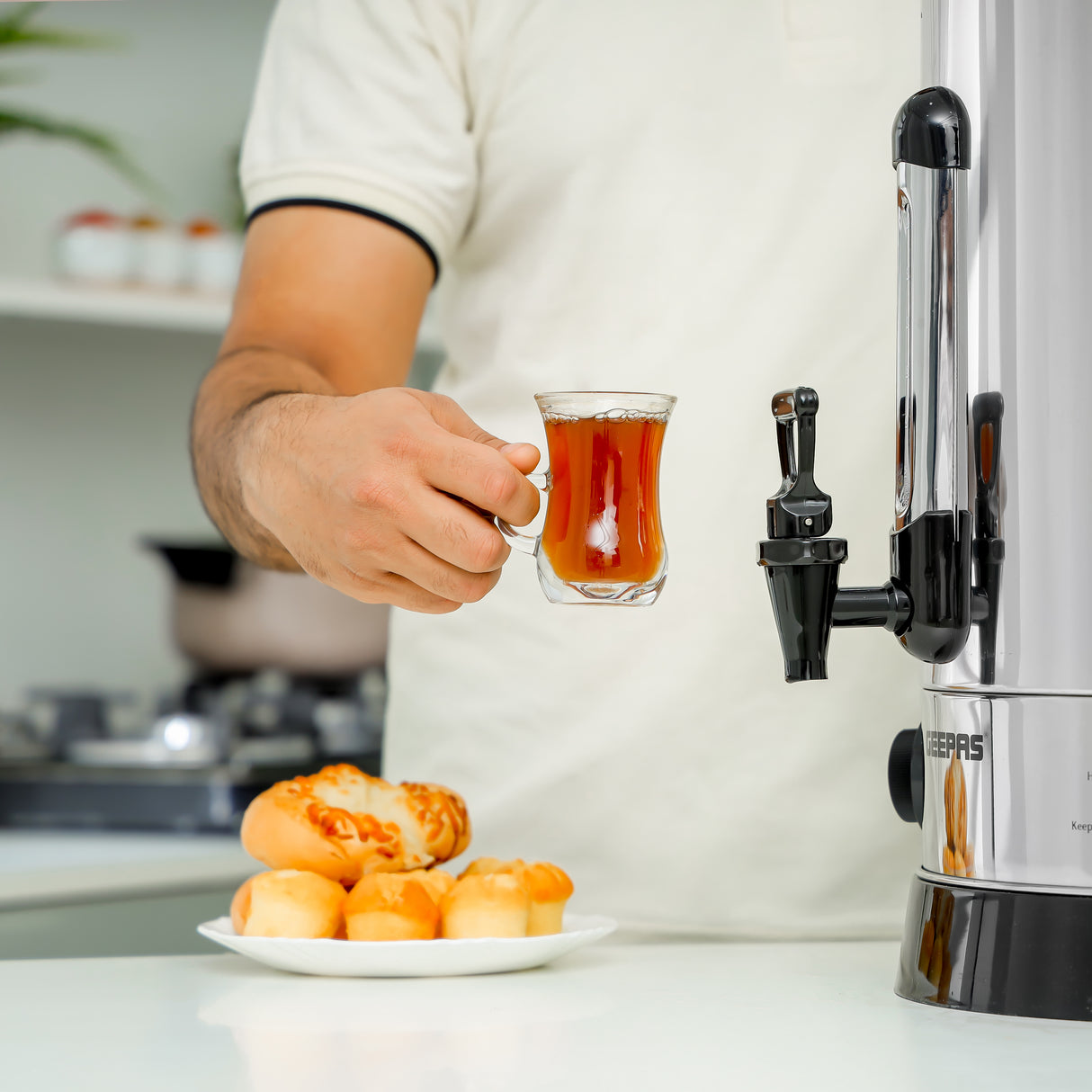 Geepas 20 L Stainless Steel Water Boiler- GK38048| Stainless Steel Housing With A Plastic Tap, Auto And Resettable Thermostat, Boil Dry Protection And Energy Saving