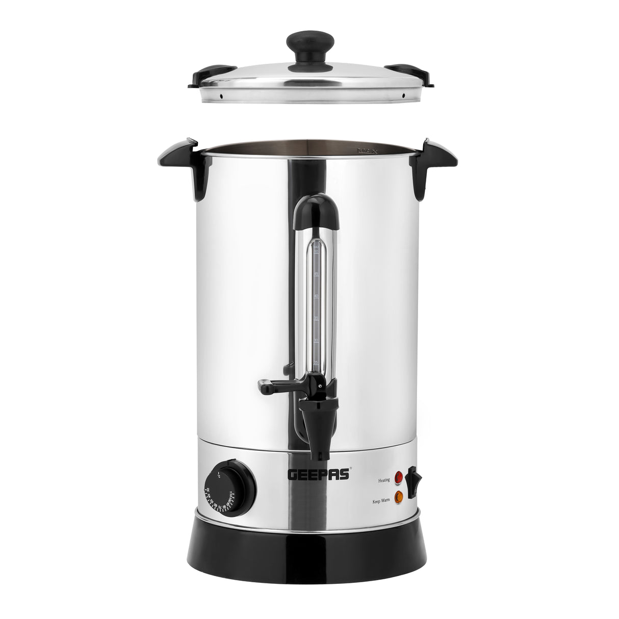 Geepas 20 L Stainless Steel Water Boiler- GK38048| Stainless Steel Housing With A Plastic Tap, Auto And Resettable Thermostat, Boil Dry Protection And Energy Saving