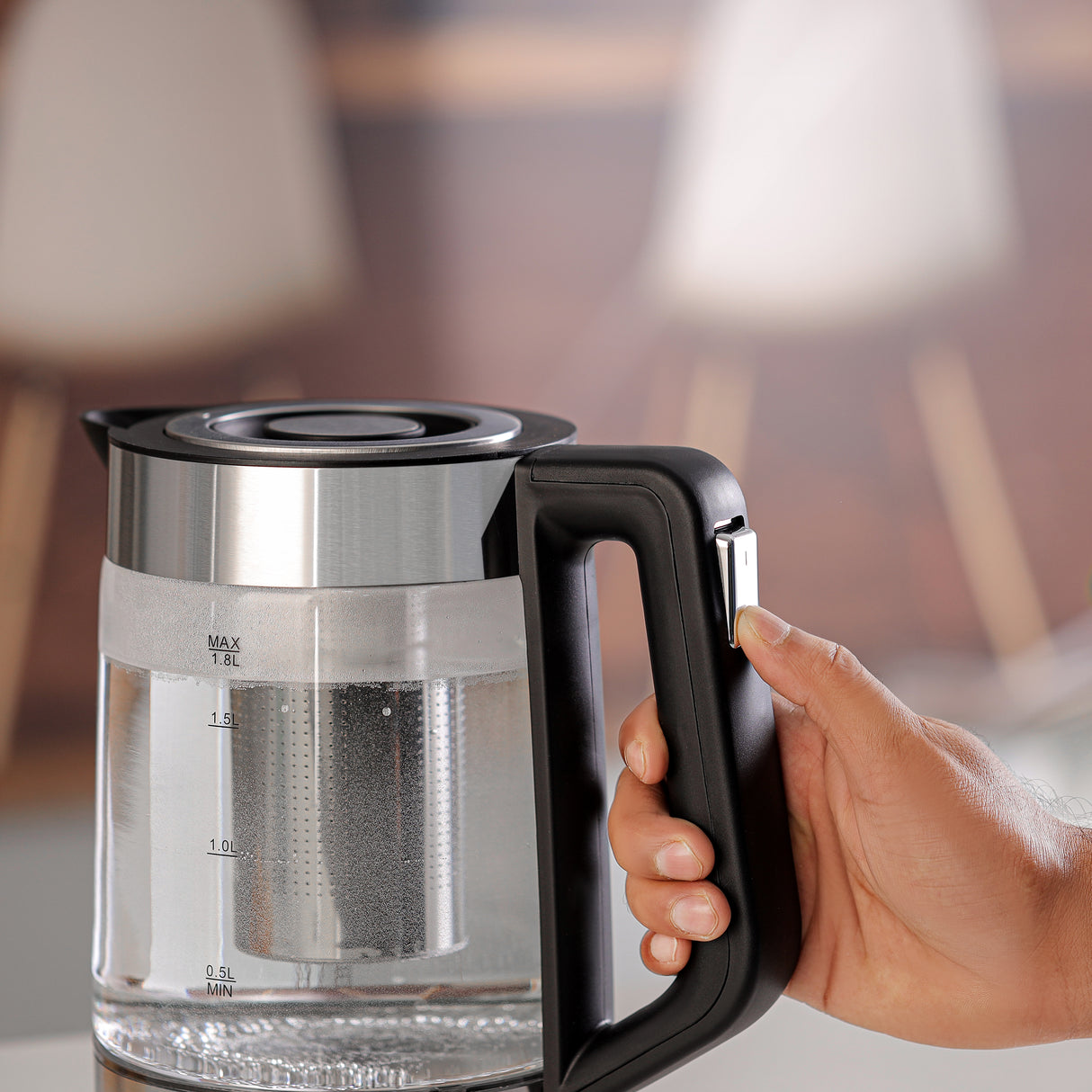 Geepas GK38049 1.8L Electric Glass Kettle | Powerful 2200W Fast-Boil Design | S/S Tea Filter| LED Illumination| Automatic Shut-Off| Boil Dry Protection & Durable  Body