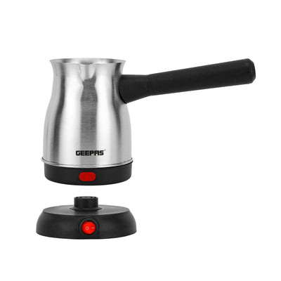 Geepas 0.8 L Electric Turkish Coffee Maker- GK38050/ Stainless Steel Kettle with 360-Degrees Rotation, Non-Automatic Power Off/ Perfect for Boiling Water, Milk, Tea