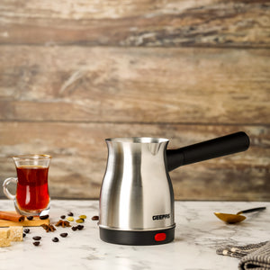 Geepas 0.8 L Electric Turkish Coffee Maker- GK38050/ Stainless Steel Kettle with 360-Degrees Rotation, Non-Automatic Power Off/ Perfect for Boiling Water, Milk, Tea