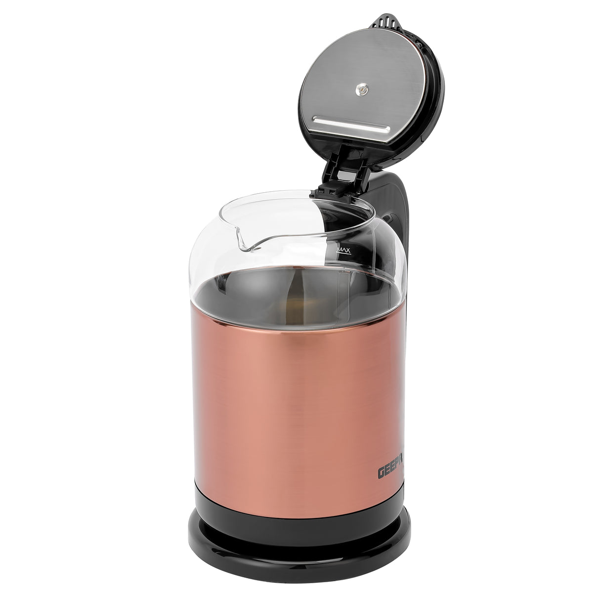 Geepas 1.7L Double Layer Glass Kettle GK38063 | 1500W, 360° Rotation, Boil Dry Protection, Auto Cut-Off, Cool Touch Handle, 2Year Warranty, Rose Gold & Black