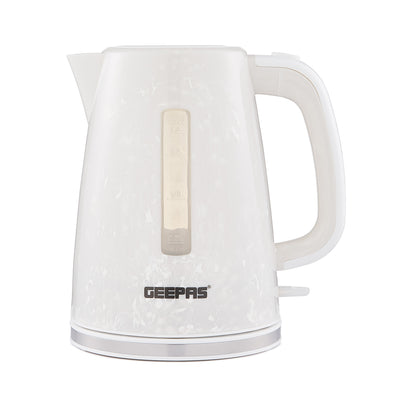 Geepas GK38067UK-WT Skye Collection 1.7L Electric Kettle | 360° Cordless Base | Auto Shut Off | Boil Dry Protection | Water Level Indicator |Kettle for Home & Office Use