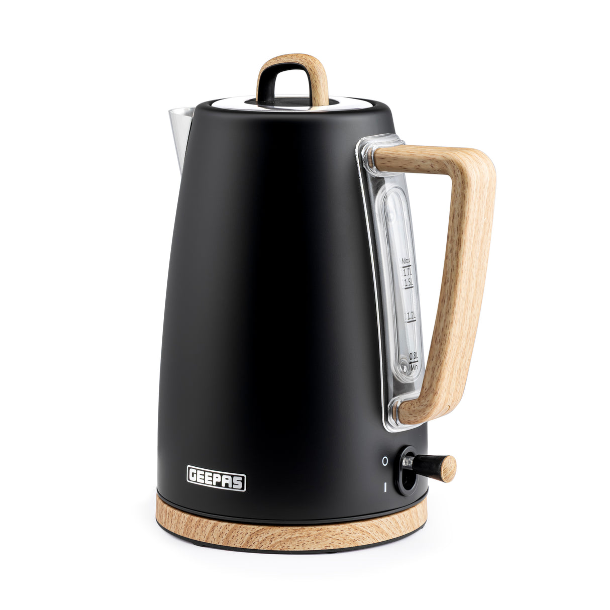 Geepas GK38072UK-BK 1.7L Stainless Steel Electric Kettle | 3000W Rapid Boil Performance| Safe Strix Controller| Water Level Indicator| Auto Shut-Off & Boil-Dry Protection