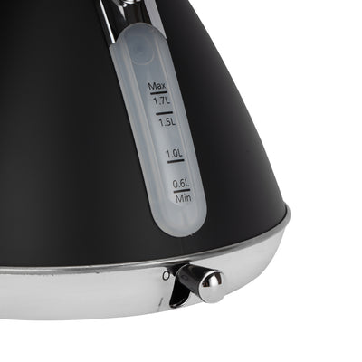 Geepas GK38073UK-BK Stainless Steel Cordless Kettle | Powerful 3000W Heating | 1.7L Large Capacity | Boil Dry Protection | Auto Shut-Off | 360° Rotating Base Design