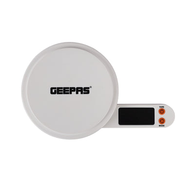 Geepas Kitchen Scale with Measuring Cup GKS46514 | LED Screen with Illuminated Digits, 5KG Capacity | Multi Units (g, oz, ml), Low Power Use | White, 2 Years Warranty