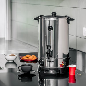 Geepas 15 liter Stainless Steel Water Boiler- GK5219/ Stainless Steel Housing, Plastic Tap/ Auto and Resettable Thermostat, Boil Dry Protection and Cool Touch Handle